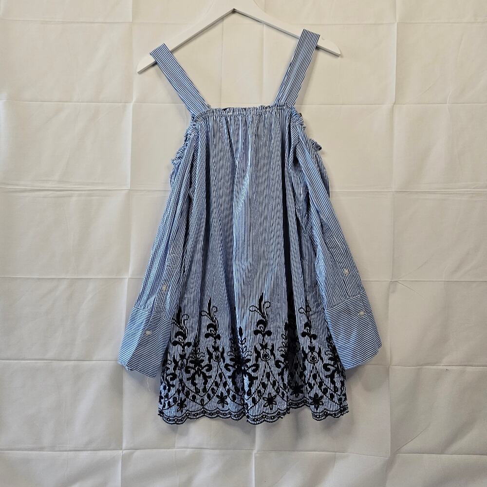 Zara Women's Tank Top Cold Shoulder Striped Floral Embroidered Blouse Size Small